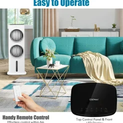 Evaporative Air Cooler, with Remote Control, 3-in-1 Portable Quiet Swamp Cooler with 3 Modes