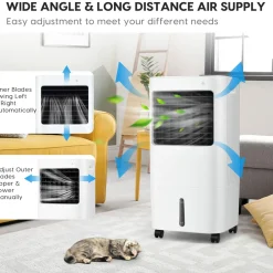 Evaporative Cooler, 3-in-1 Cooler, Fan and Humidifier with 7.5H Timer
