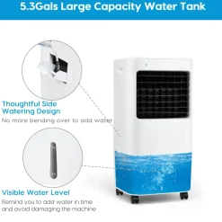 Evaporative Cooler, 3-in-1 Cooler, Fan and Humidifier with 7.5H Timer