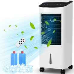 Evaporative Cooler, Portable Air Cooler with LED Display, Remote Control