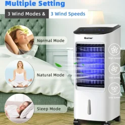Evaporative Cooler, Portable Air Cooler with LED Display, Remote Control