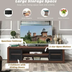 Farmhouse TV Stand, Living Room Console Storage Cabinet for TVs up to 65