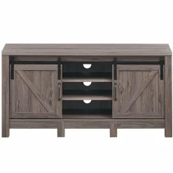Farmhouse TV Stand with Sliding Barn Door, Wood Universal TV Console for TV's up to 55