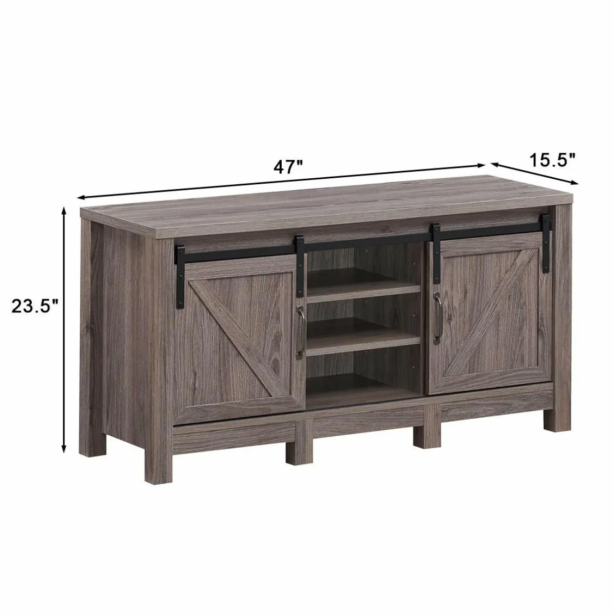 Farmhouse TV Stand with Sliding Barn Door, Wood Universal TV Console for TV's up to 55" Flat Screen for Living Room