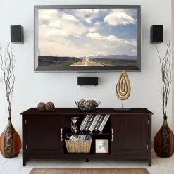 Farmhouse Wood Barn Door TV Stand for TV's up to 65" Flat Screen, Living Room Media Console Storage Cabinet with