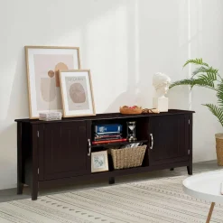 Farmhouse Wood Barn Door TV Stand for TV's up to 65
