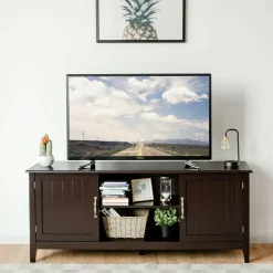 Farmhouse Wood Barn Door TV Stand for TV's up to 65