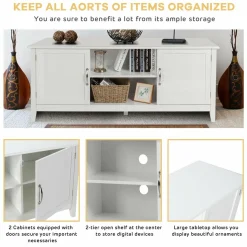 Farmhouse Wood Barn Door TV Stand for TV's up to 65