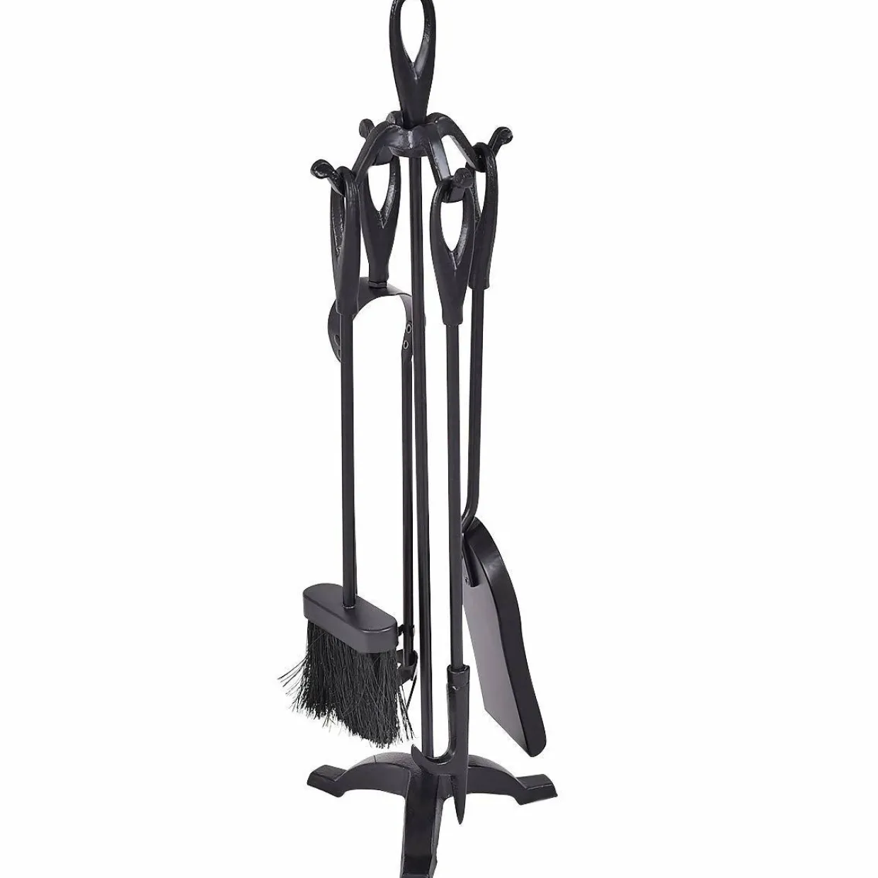 Fireplace Set 5 Piece Rustic Heavy Duty Compact Wrought Iron Fire Place Tool Set with Pedestal Place