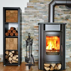 Fireplace Set 5 Piece Rustic Heavy Duty Compact Wrought Iron Fire Place Tool Set with Pedestal Place