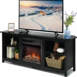 Fireplace TV Stand, 58 Inches Entertainment Media Console Center w/18 Inches 1500W Electric Fireplace