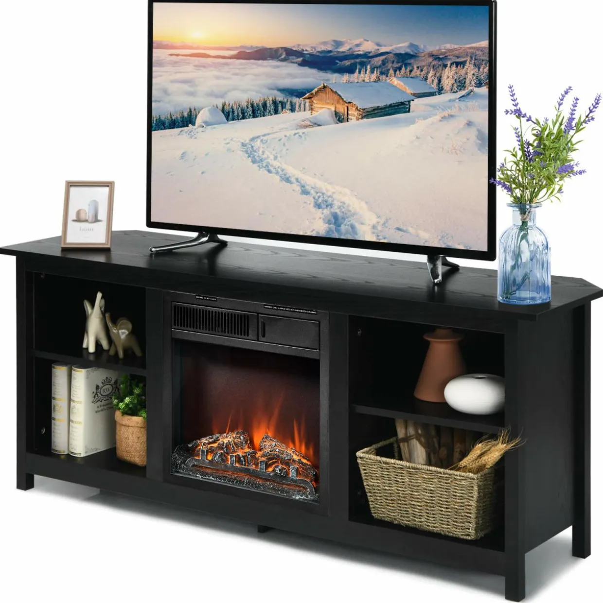 Fireplace TV Stand, 58 Inches Entertainment Media Console Center w/18 Inches 1500W Electric Fireplace