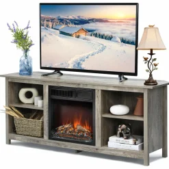 Fireplace TV Stand, 58 Inches Entertainment Media Console Center w/18 Inches 1500W Electric Fireplace