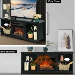 Fireplace TV Stand, 58 Inches Entertainment Media Console Center w/18 Inches 1500W Electric Fireplace