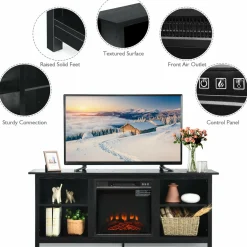 Fireplace TV Stand, 58 Inches Entertainment Media Console Center w/18 Inches 1400W Electric Fireplace