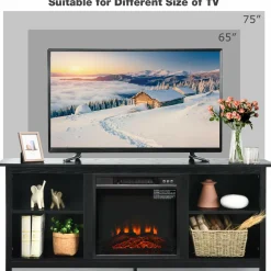 Fireplace TV Stand, 58 Inches Entertainment Media Console Center w/18 Inches 1400W Electric Fireplace