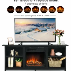 Fireplace TV Stand, 58 Inches Entertainment Media Console Center w/18 Inches 1500W Electric Fireplace