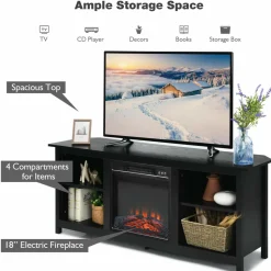 Fireplace TV Stand, 58 Inches Entertainment Media Console Center w/18 Inches 1400W Electric Fireplace
