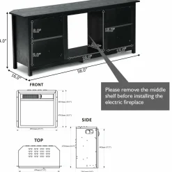 Fireplace TV Stand, 58 Inches Entertainment Media Console Center w/18 Inches 1500W Electric Fireplace