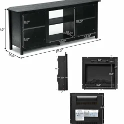 Fireplace TV Stand, 58 Inches Entertainment Media Console Center w/18 Inches 1400W Electric Fireplace
