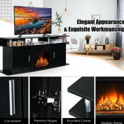 Fireplace TV Stand, Living Room Media Console Table