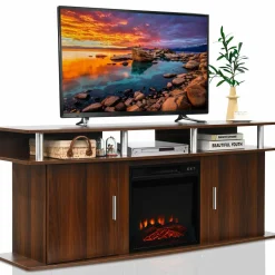 Fireplace TV Stand, Modern Media Console Table for TVs up to 70 Inches, Entertainment Center