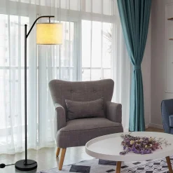 Floor Lamp for Living Room, Mid Century Tall Pole Lamp with Arc Hanging Shade