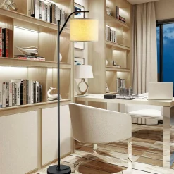 Floor Lamp for Living Room, Mid Century Tall Pole Lamp with Arc Hanging Shade