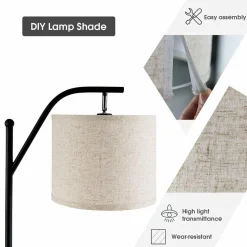 Floor Lamp for Living Room, Mid Century Tall Pole Lamp with Arc Hanging Shade