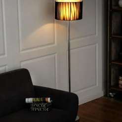 Floor Lamp, Living Room Modern Standing Floor Light with Sheer Shade and LED Light Bulb, 63 inches