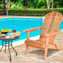 Folding Adirondack Chair,  Lounger Chair for Patio Porch Deck Poolside and Backyard