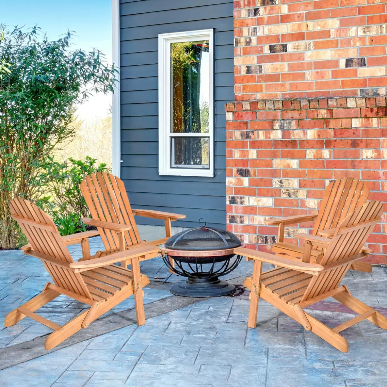 Folding Adirondack Chair, Lounger Chair for Patio Porch Deck Poolside and Backyard