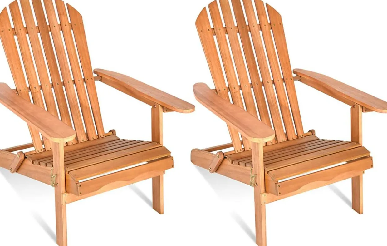 Folding Adirondack Chair, Lounger Chair for Patio Porch Deck Poolside and Backyard