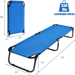 Folding Camping Cot, Portable Camping Bed with Steel Frame