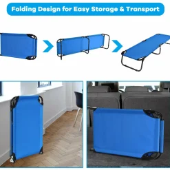 Folding Camping Cot, Portable Camping Bed with Steel Frame