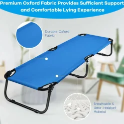 Folding Camping Cot, Portable Camping Bed with Steel Frame