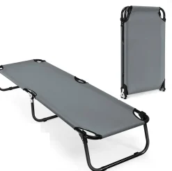 Folding Camping Cot, Portable Camping Bed with Steel Frame