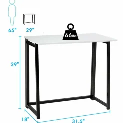 Folding Desk No Assembly Required, Compact Space Saving Writing Computer Desk