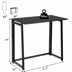 Folding Desk No Assembly Required, Compact Space Saving Writing Computer Desk