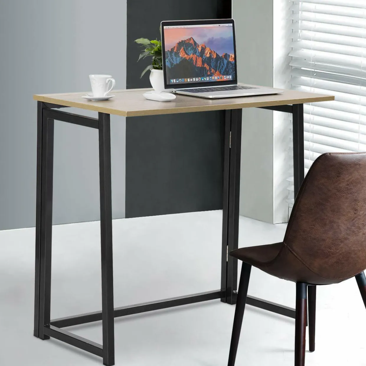 Folding Desk No Assembly Required, Compact Space Saving Writing Computer Desk