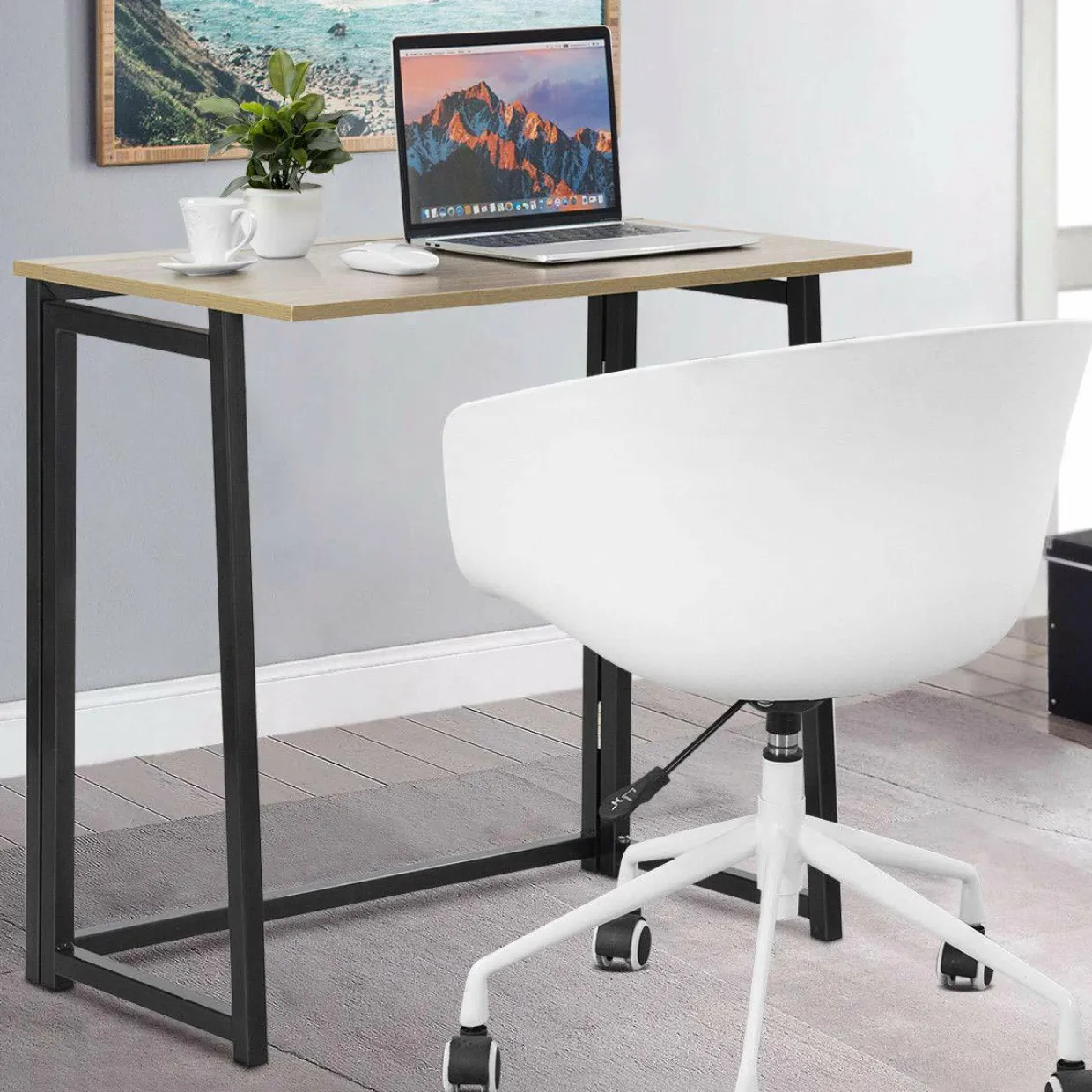 Folding Desk No Assembly Required, Compact Space Saving Writing Computer Desk