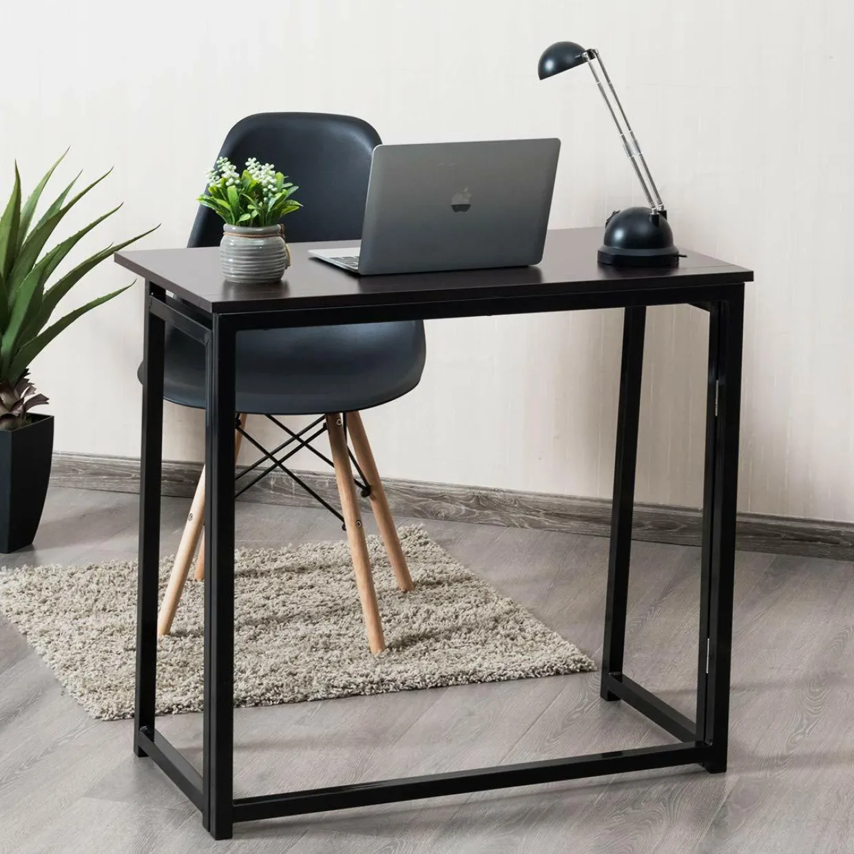 Folding Desk No Assembly Required, Compact Space Saving Writing Computer Desk