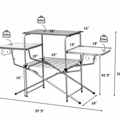 Folding Grill Table, Aluminum Camping Kitchen Table with Cook Station,