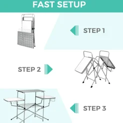 Folding Grill Table, Aluminum Camping Kitchen Table with Cook Station,