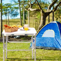 Folding Picnic Table, Portable Aluminum Camp Table with 3 Adjustable Heights