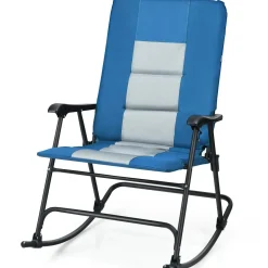 Folding Rocking Chair, Rocking Chair with Padded Seat High Back & Armrest, Support 350 lbs