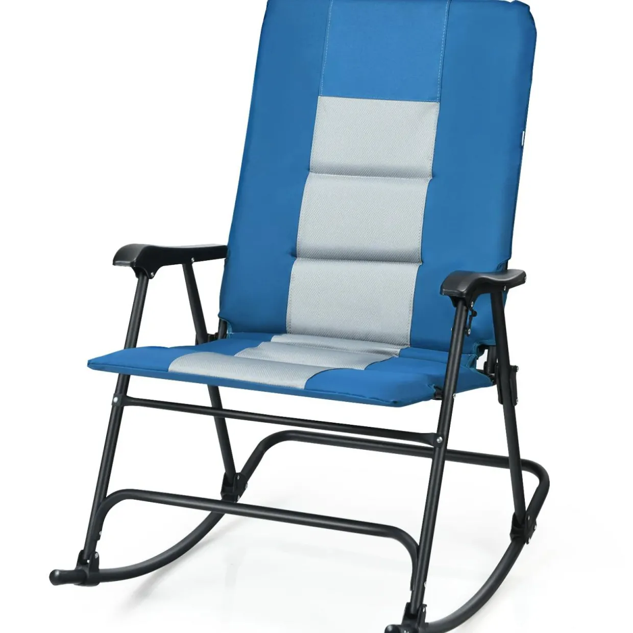 Folding Rocking Chair, Rocking Chair with Padded Seat High Back & Armrest, Support 350 lbs