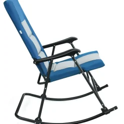 Folding Rocking Chair, Rocking Chair with Padded Seat High Back & Armrest, Support 350 lbs
