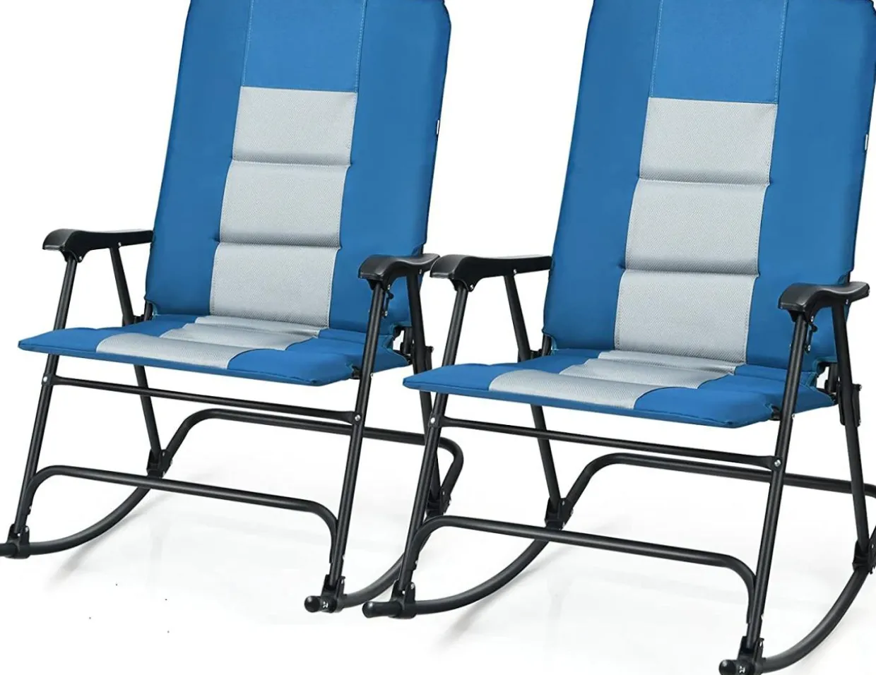 Folding Rocking Chair, Rocking Chair with Padded Seat High Back & Armrest, Support 350 lbs