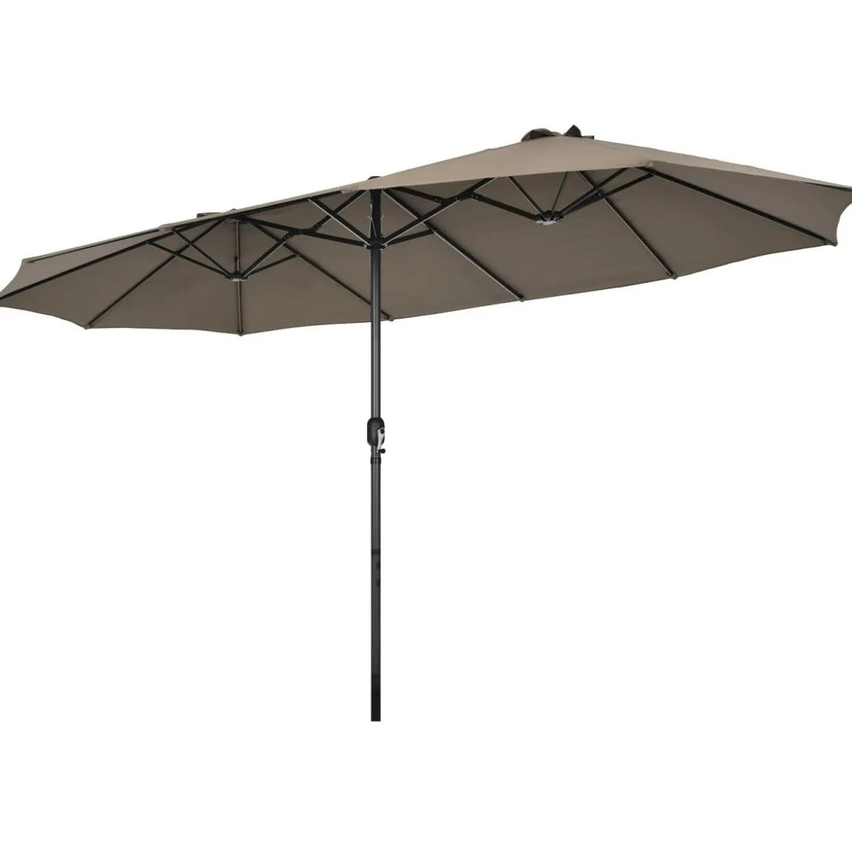 15Ft Double-Sided Patio Umbrella, Market Twin Umbrella W/ 12-Rib Sturdy Metal Frame